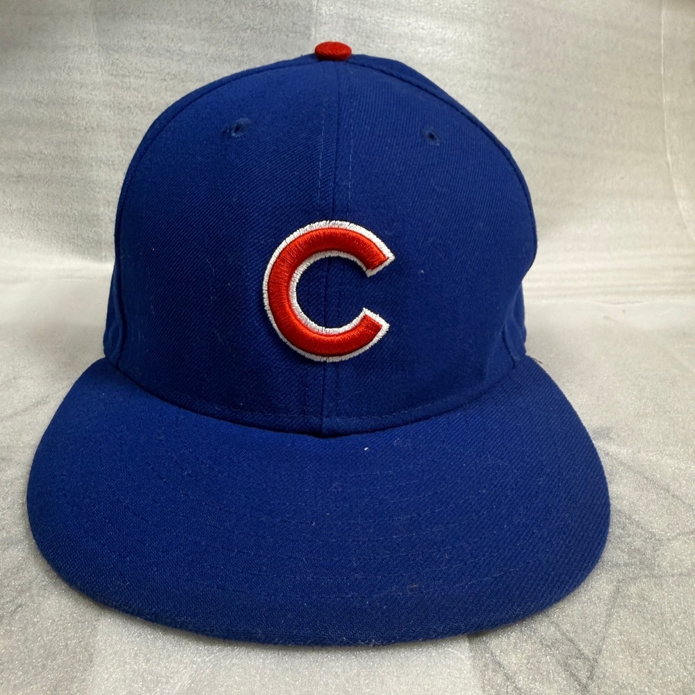 New Era 59FIFTY Chicago Cubs On Field Fitted Hat 7 1/8 Blue MLB Baseball Cap